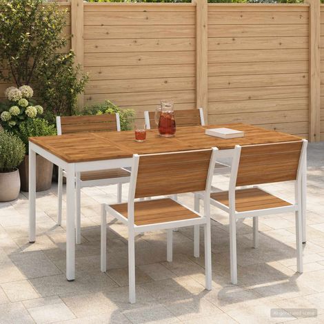vidaXL Tavolo da cena da giardino Naturale e Bianco 147 x 88,5 x 75 cm