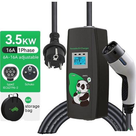 Chargeur EV Portable, 3,5KW, Résistant aux Intempéries IP65, 3.5kw 16A 1Phase, TYPE2 (1/2)