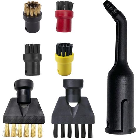 Set mit 7 Bürstenkopfaufsätzen für Dampfreiniger, kompatibel mit Kärcher Dampfsaugern SC1, SC2, SC3, SC4, SC5 und SC7. Rundbürste. (1/5)