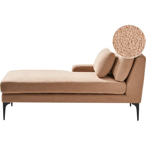 Chaise longue tapizado bouclé patas metal beige arena derecho Ewron