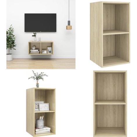 Meuble TV mural Chêne sonoma 37x37x72 cm Bois d’ingénierie - Meuble tv mural bois - Meuble tv mural chêne sonoma (1/5)
