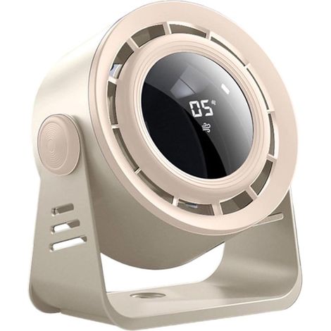 Ventilador de mesa，Ventilador de escritorio，Ventilador de pared，Ventilador con pantalla digital，Recargable，Blanco té con leche (1/5)