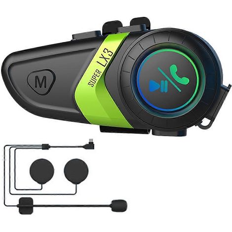 LX3 Casque Bluetooth avec oreillette 1200 mAh pour moto, Bluetooth 5.0, appels mains libres sans fil, stéréo, anti-interférences, étanche - B (1/4)
