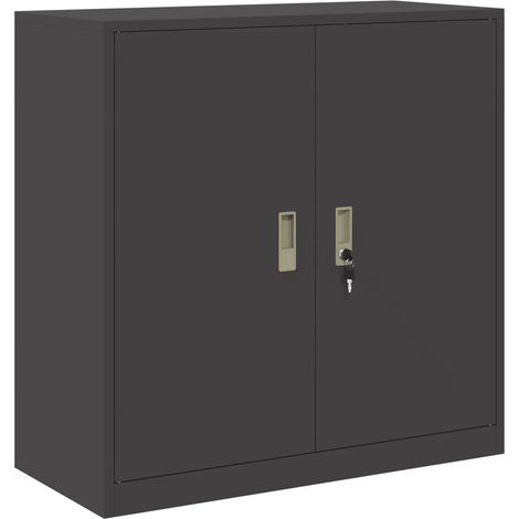 Armoire de rangement moderne design industriel bureau 90 x 40 x 90 cm en acier laminé à froid noir (1/5)