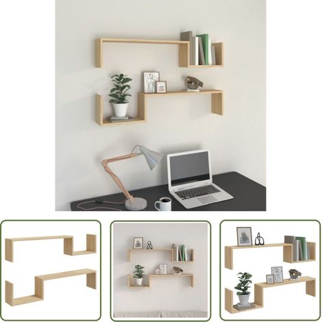 The Living Store Étagères murales 2 pcs chêne sonoma 100x15x20cm bois ingénierie - Etagere Murale - Etageres Murales - Étagère Flottante - Étagères Murales Flottantes - Décoration Murale (1/5)