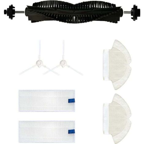 Lot de 7 accessoires pour robot aspirateur Tefal Rowenta X-plorer Serie 75 RG7687, brosse principale/2 brosses latérales/2 chiffons/2 filtres (1/4)