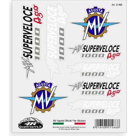 Adesivi per MV Agusta Superveloce Ago – Set 7 Sticker Presagomati, Resistenti ad Acqua e Raggi UV, Made in Italy, Licenza Ufficiale, Foglio 160 x 135 mm (1/5)