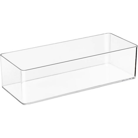 contenedor de almacenamiento apilable de acrílico transparente, bandeja rectangular, para cajón, baño, cocina, oficina. (1/5)