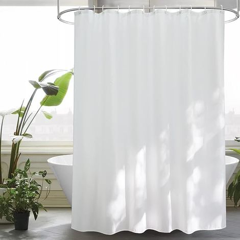 Duschvorhang, weißes Textil, schimmelresistent, wasserdicht, schnelltrocknend, waschbar, hochwertiger Stoffduschvorhang, 1,8 x 2 Meter lang.