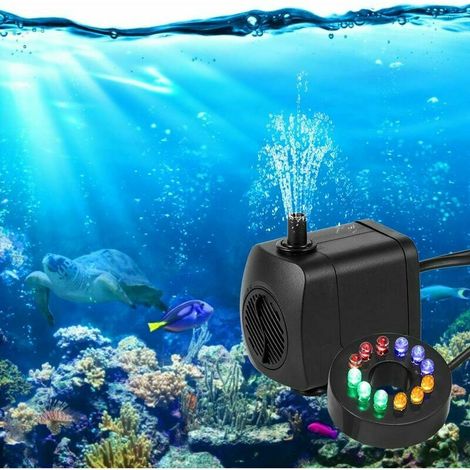 Pompa d'acqua submersibile silenziosa: regolabile, 12 LED colorati, per acquari e fontane (700 L/H, 15 W) (1/3)