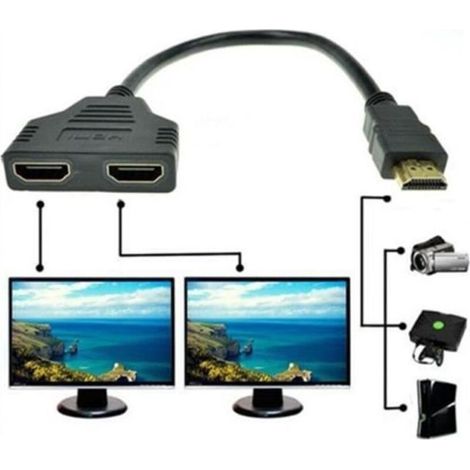 1080P HDMI Male to 2 Female Ports 1 In 2 Out Splitter Adapter Cable HDMI Converter 171215 (1/4)