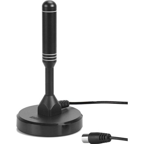 Antenne TV HD TNT puissante d'intérieur – August DTA240 – Numérique et UHD numérique France, magnétique, compacte, portable, UHF/VHF pour salon, cuisine, caravane, camping-car, câble de 2 m – Noire (1/5)