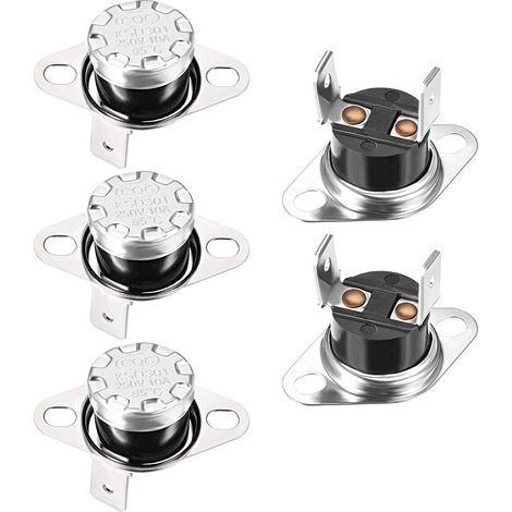 5pcs Interrupteur Thermique KSD301 95℃, 250V 10A Normalement Fermé, Broche 6,3mm Pour Électroménager