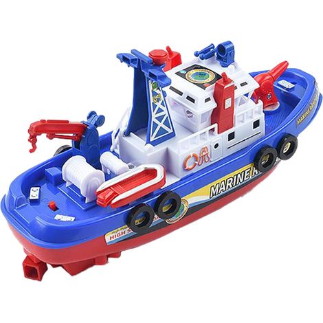 Feuerlöschboot-Spielzeug: Batteriebetrieben für Schwimmbad und Wasser, elektrisches Spritzboot mit Lichtern und Musik, Wasserrettungsspiel für Strand, Terrasse, Reisen, Spielzimmer (1/5)