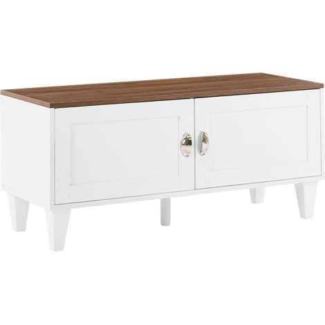 Shoe Storage Cabinet White MDF 1 Compartment Traditional Design Hallway QUEBEC (1/5)
