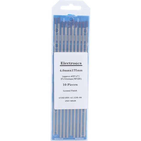 Lot de 10 électrodes tungstène WY20 bleu 4mm, aiguilles yttrium pour soudage à l'arc TIG, outillage professionnel. (1/5)