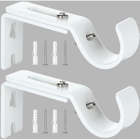 Support de Tringle à Rideau Réglable,2 Pcs Supports Murale Réglables,Support pour Tringle à Rideau,Compatible avec les tringles à rideau d'un diamètre maximal de 20mm-25mm(Blanc)-DOU