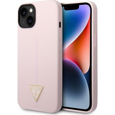Funda rígida Guess GUHCP14MSLTGU para iPhone 14 Plus/15 Plus de 6.7 pulgadas, color morado/morado, de silicona triangular. (1/5)
