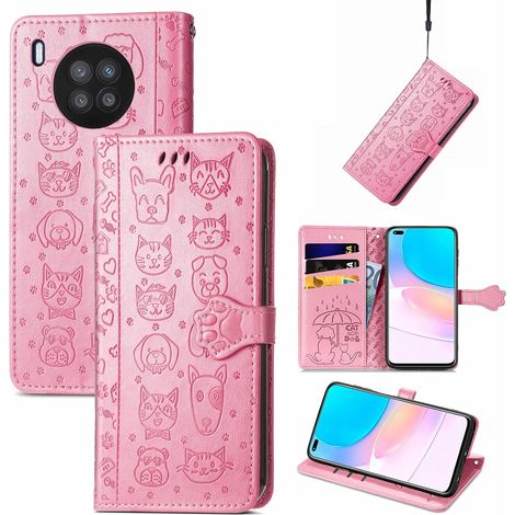 Klapphülle für Huawei Nova 8i/Honor 50 Lite, rosa Hunde- und Katzenpfotenmotiv (1/5)