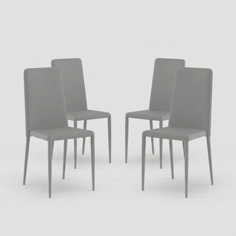 Set de 4 sillas de comedor apilables de polipiel Arianna - Gris Oscuro (1/5)