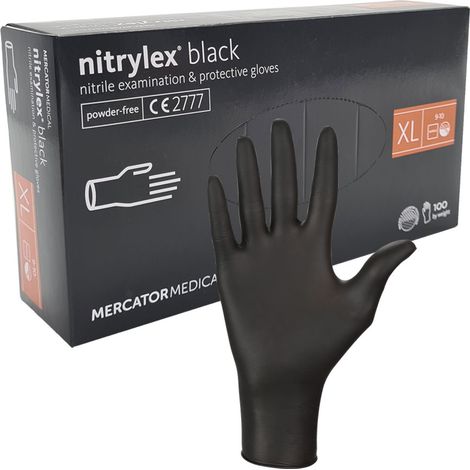 Guantes de nitrilo Mercator Nitrylex Black XL, 100 unidades (1/5)