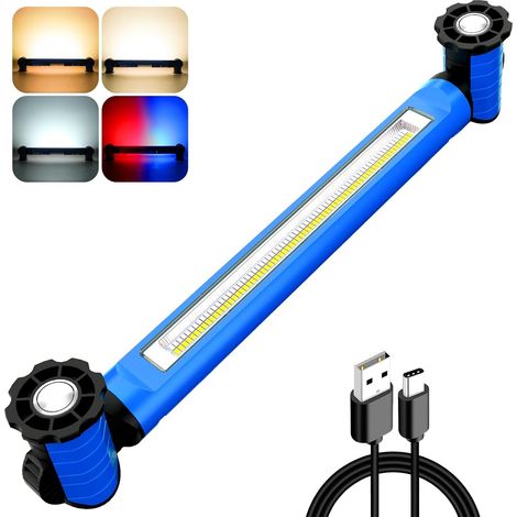Lampe de Travail Rechargeable 3000LM, Baladeuse Led Mecanicien avec Base Magnétique Lampe Aimantée Led Rechargeable 5000mAh Projecteur Mecanicien 6 Modes 3 Luminosité, IP65 pour Garage Camping (1/5)
