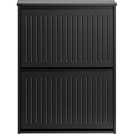SoBuy Scarpiera Con 2 Ribalte E 4 Ripiani Scarpiera Con Scomparto Aggiuntivo Portascarpe Salvaspazio Nero 61x26x81cm FSR165-K-SCH (1/5)