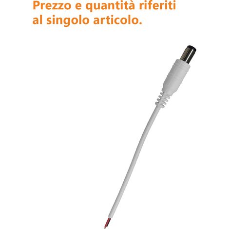 Câble connecteur CC mâle Alcapower 5,5 x 2,1 mm avec fils dénudés, compatible 12-24 V pour installations électroniques, alimentations et systèmes LED (1/2)