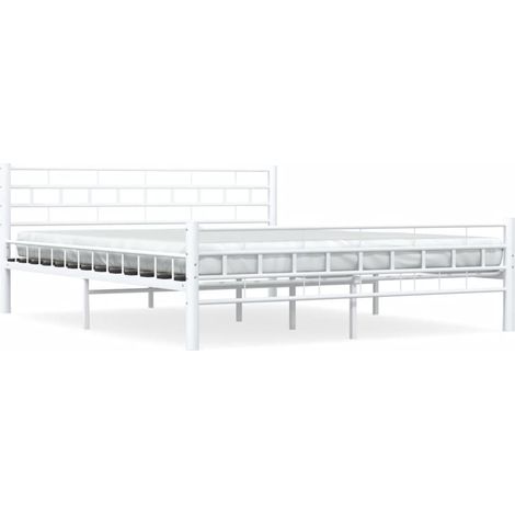 Bettgestell mit Kopfteil Weiß 160x200 cm Metall