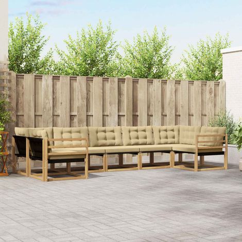 vidaXL Ensemble de canapés d'extérieur 7 pc Blanc et Beige (1/5)