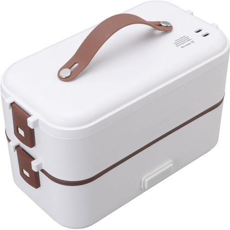 Boîte à lunch électrique portable avec poignée, capacité de 0,8 L, double compartiment, chauffe-plat rapide en 20 minutes, prise UE 220 V (1/5)