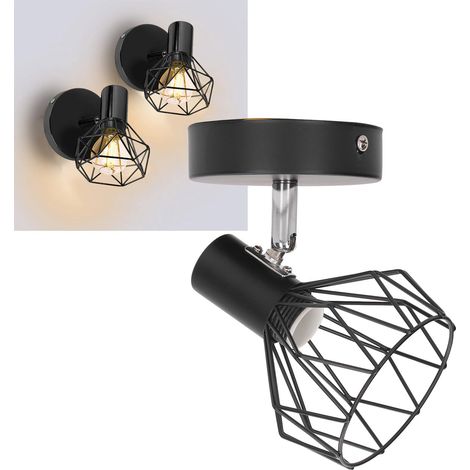Applique murale rétro, applique murale style industriel, douille E14 noire mate style ferme, luminaire d'intérieur en métal (1/5)