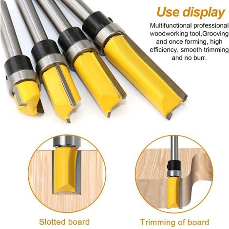 4er-Set Kopierfräser für Holz, 8 mm Schaft, Nutfräser für Oberfräsen, gerader Kopierfräser, professionelles Schneidwerkzeug für Fräsmaschinen (1/5)