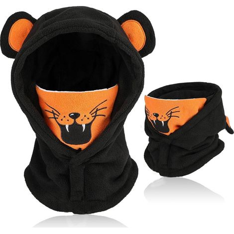 Kinder Sturmhaube Fleece warm winddicht verstellbar 4-12 Jahre Tiger Orange (1/5)
