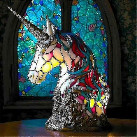 Lampe de table éléphant en résine colorée, décor maison style Tiffany, veilleuse artistique, cadeau original, 30 cm (1/5)