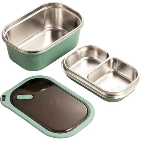 Boîte à lunch isotherme 1,2 L –Double partition –Boîte à lunch double couche en acier inoxydable –joint