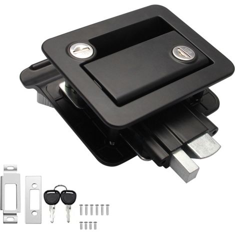 Cerradura de puerta para autocaravanas de aleación de zinc con 2 llaves, kit de repuesto para caravanas y camiones (plateada)