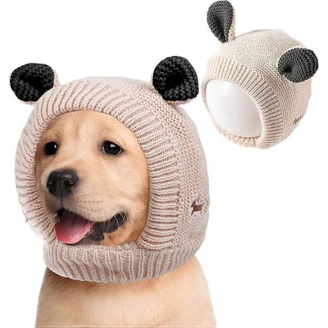 Bonnet d'hiver tricoté pour chien, chaud et coupe-vent, protection contre le bruit, pour le cou et les oreilles. Déguisement amusant pour animaux de compagnie.