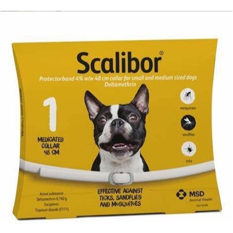Nouveau collier anti-puces et anti-tiques Scalibor pour chiens et chats - Langue néerlandaise, 65 cm pour petits chiens (1/2)