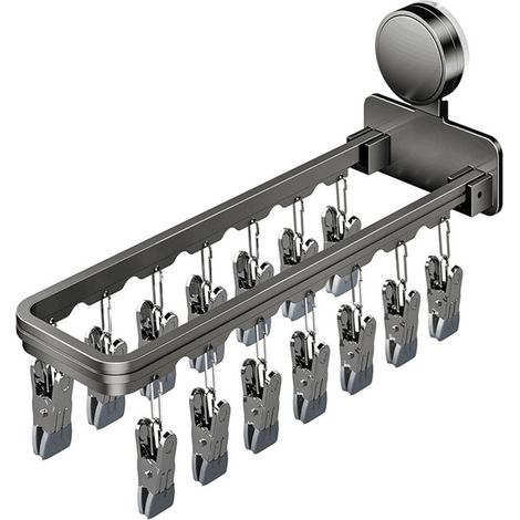 Percha plegable multiclip con ventosas - Gris