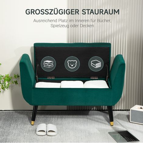 Panca contenitore con braccioli, 107 x 42 x 65 cm, verde DESVIAE (1/5)