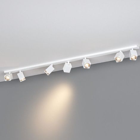 Binario moderno top light kibo 1230 7 gu10 led orientabile metallo, colore bianco