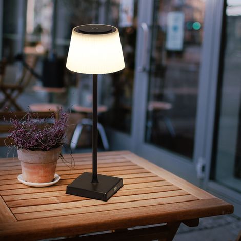 Tischleuchte Außen Tischlampe weiß schwarz LED Touchdimmer Akku dimmbar Gartenleuchte USB, warmweiß-kaltweiß, DxH 13,1x38 cm
