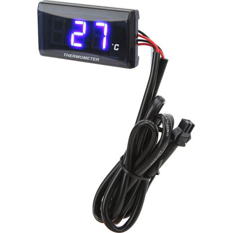 Jauge de température d'eau universelle moto DC12V écran LCD fin rétroéclairé bleu avec raccord en T 16mm pour motocycle (1/5)