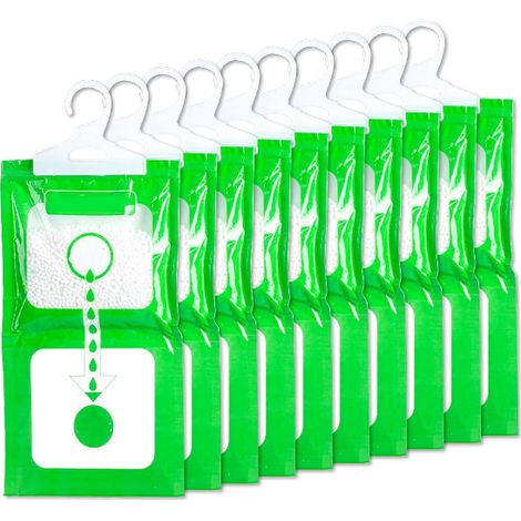 Lot de 10 absorbeurs d'humidité pour placards, sacs déshumidificateurs suspendus, sacs anti-moisissures pour cuisine, salle de bain, armoire et voitur (1/5)