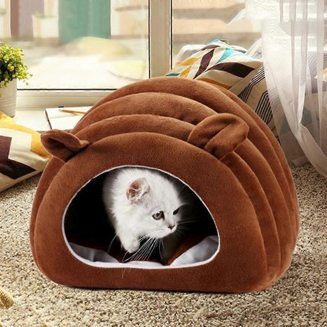 Nid pour chat en forme de chenille, avec coussins et lit fermé (1/4)