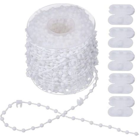 Chaine Store Vertical - 20 M - Compatible Lamelles 89 Mm - Plastique Durable - Blanc - 1 Piece (1/3)