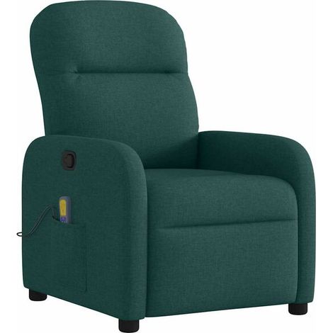 Fauteuil de massage inclinable en tissu vert foncé (1/5)