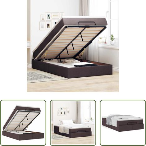 vidaXL Estructura cama otomana colchón tela marrón oscuro 120x200cm (1/5)