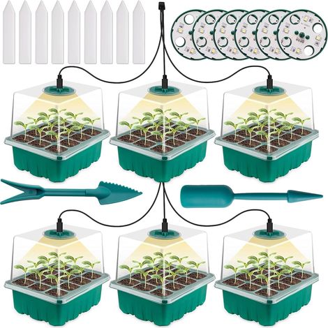 6 Pieces Mini Greenhouse for Seeding, Indoor Greenhouse Nursery Box Propagator Garden for Germination, Greenhouse Growth (1/5)